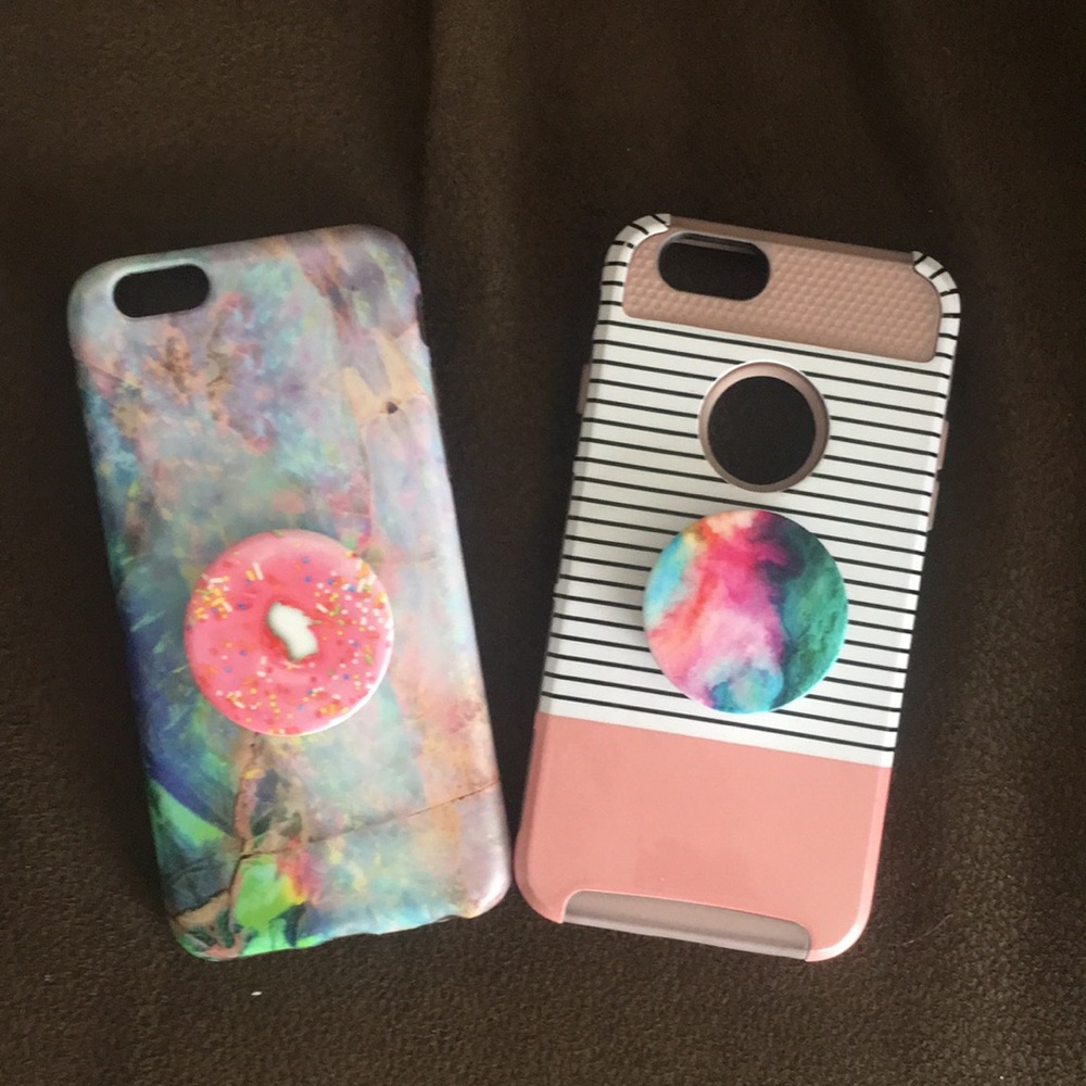 2 iPhone 6s cases with pop sockets